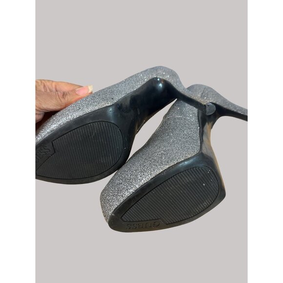 Guess Women's Silver Glitter High Stiletto Heels Size 6M - Picture 9 of 12